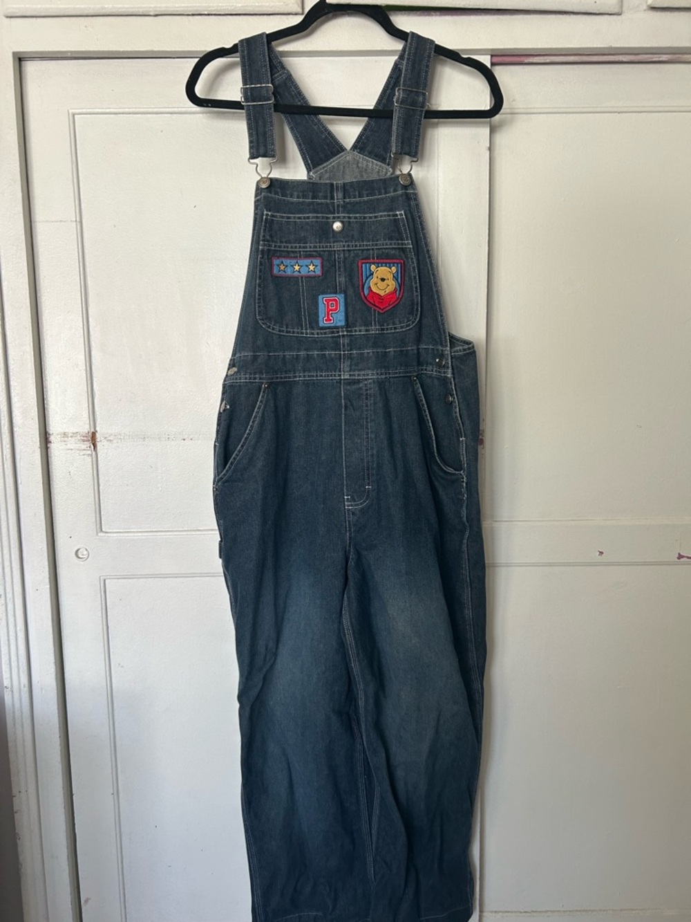 Disney Winnie the Pooh Denim Overalls with Multicolor Logo - Blue